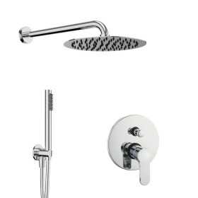 Kit Doccia Tondo Completo di Soffione Doccetta e Miscelatore con Deviatore Hope