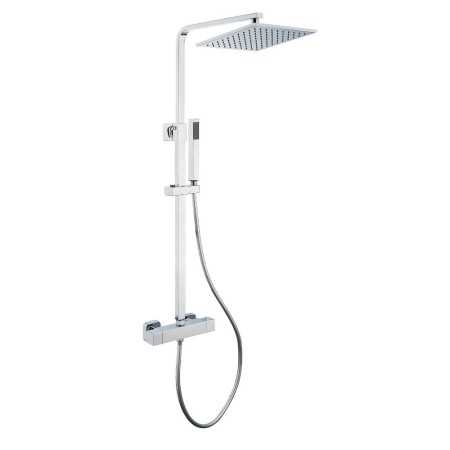 Colonna Doccia Attrezzata Ottone Cromato Soffione Quadro Doccetta Rubinetto Termostatico Ogomondo