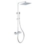 Colonna Doccia Attrezzata Ottone Cromato Soffione Quadro Doccetta Rubinetto Termostatico Ogomondo