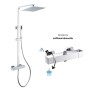 Colonna Doccia Attrezzata Ottone Cromato Soffione Quadro Doccetta Rubinetto Termostatico Ogomondo