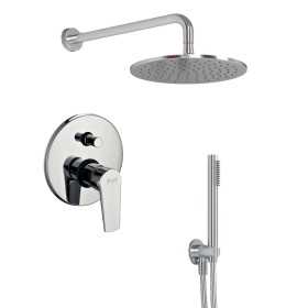 OGOMONDO Kit Doccia Tondo 6 Completo di Soffione Doccetta e Miscelatore con Deviatore Red