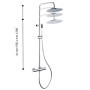 Colonna Doccia Attrezzata Ottone Cromato Soffione Tondo Doccetta Rubinetto Termostatico