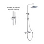 Colonna Doccia Attrezzata Ottone Cromato Soffione Tondo Doccetta Rubinetto Termostatico