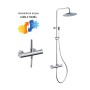 Colonna Doccia Attrezzata Ottone Cromato Soffione Tondo Doccetta Rubinetto Termostatico