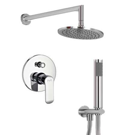 OGOMONDO Kit Doccia Oval 2 Completo di Soffione Doccetta e Miscelatore con Deviatore Slim