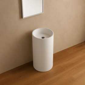 Lavabo Free Standing Klaus In Artificial Stone Bianco Opaco Design Contemporaneo