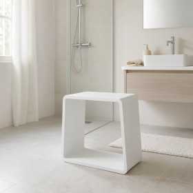 Sgabello da Bagno Silk in Artificial Stone Bianco Opaco Matt Ogomondo