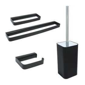 Ogomondo Set 4 Pezzi Accessori da bagno Serie 25 in Acciaio Nero