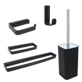 Ogomondo Set 5 Pezzi Accessori da bagno Serie 25 in Acciaio Nero