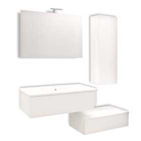 Mobile da bagno sospeso Wonder Bianco con lavabo specchio e Pensile
