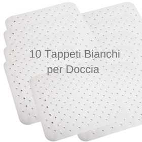 Tappeto Antiscivolo per Doccia Quadrato in Gomma Bianco Pezzi 10
