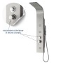 Colonna Doccia Step Acciaio Inox 3 Getti Idro Lombari e Cascata H120xL20