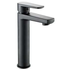 Miscelatore Rubinetto Africa per Lavabo con Bocca Alta Ottone Nero Opaco Bagno