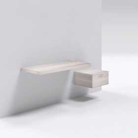 Mensolone in laminato sospeso per lavabi da appoggio e cassettiera Bianco Larice