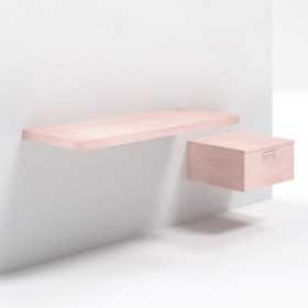 Mensolone in laminato sospeso per lavabi da appoggio e cassettiera Frassino Tranche