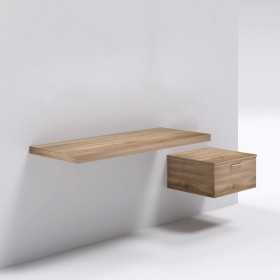 Mensolone in laminato sospeso per lavabi da appoggio e cassettiera Noce Tranche