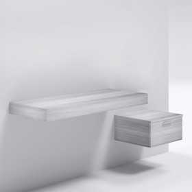 Mensolone in laminato sospeso per lavabi da appoggio e cassettiera Olmo Chiaro