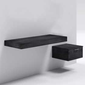 Mensolone in laminato sospeso per lavabi da appoggio e cassettiera Olmo Scuro