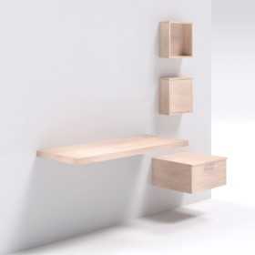 Mensolone in laminato sospeso per lavabi cassettiera pensili Frassino Tranche