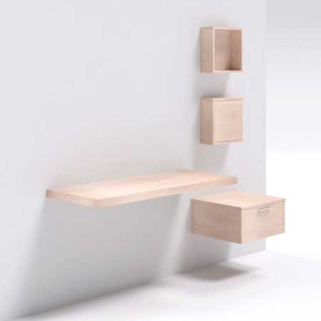 Mensolone in laminato sospeso per lavabi cassettiera pensili Frassino Tranche