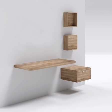 Mensolone in laminato sospeso per lavabi cassettiera pensili Noce Tranche