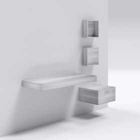 Mensolone in laminato sospeso per lavabi cassettiera pensili Olmo Chiaro