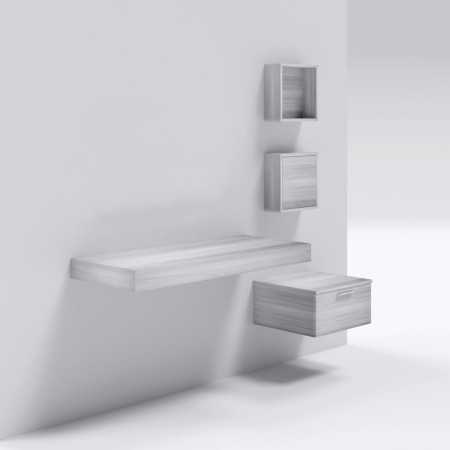 Mensolone in laminato sospeso per lavabi cassettiera pensili Olmo Chiaro