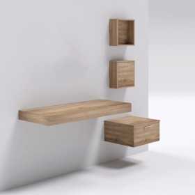 Mensolone in laminato sospeso per lavabi cassettiera pensili Noce Tranche