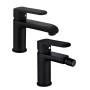 Coppia di Miscelatore Rubinetto Bidet e Miscelatore Lavabo Linea Puma Nero Opaco