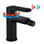 Coppia di Miscelatore Rubinetto Bidet e Miscelatore Lavabo Linea Puma Nero Opaco