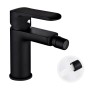 Coppia di Miscelatore Rubinetto Bidet e Miscelatore Lavabo Linea Puma Nero Opaco