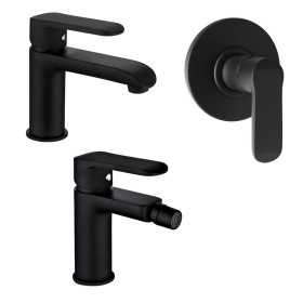 Tris Rubinetti Miscelatori Bidet Lavabo Doccia ad incasso Linea Puma Nero Opaco