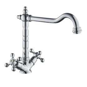 Rubinetto Monoforo Ottone Cucina England Two Cromato Erogazione Orientabile