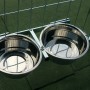 Porta Ciotole per Box Cani Regolabile in Acciaio Inox Diametro Ciotole 24 cm