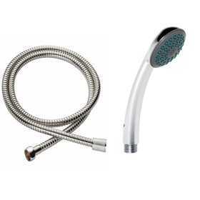 Doccetta Monogetto Anticalcare Abs Cromato + Tubo Flessibile Acciaio Inox Estensibile Doccia cm 150