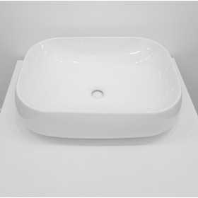 Lavabo Da Appoggio Ceramica Bianco Rettangolare Lavandino 54x40 cm