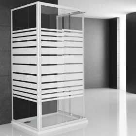 Ogomondo Box Cabina Doccia Corner 3 Lati Cristallo Temprato Serigrafato 80x100x80 Destro