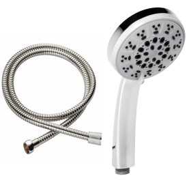 Doccetta 5 Funzioni Multigetto Anticalcare Abs Cromato + Tubo Flessibile Acciaio Inox Estensibile cm 150 Doccia