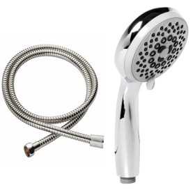Doccetta 5 Funzioni Multigetto Anticalcare Abs Cromato + Tubo Flessibile Acciaio Inox Estensibile cm 150 Doccia