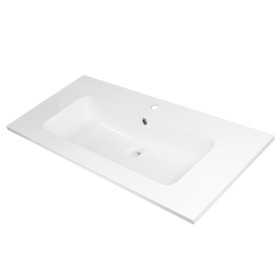 Lavabo Da Incasso In Mineral Marmo Bianco Rettangolare 101X46 Cm