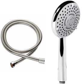Doccetta 5 Funzioni Multigetto Anticalcare Abs Cromato + Tubo Flessibile Acciaio Inox Estensibile cm 150 Doccia