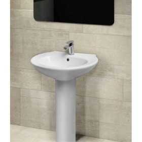 Lavabo con Colonna per Bagno Serie Dark Ceramica Bianca Ogomondo