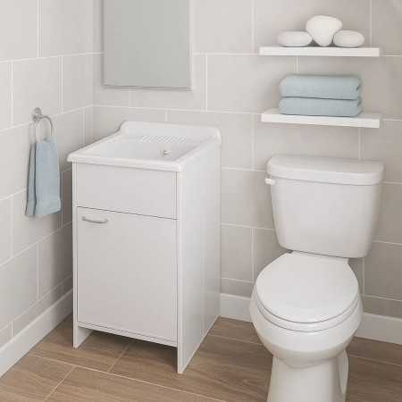 Negrari Mobile Lavatoio ad 1 Anta in Pvc Garden con Lavabo Kit Scarico Incluso