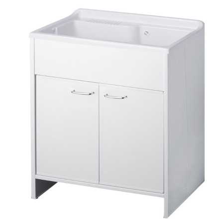 Negrari Mobile Lavatoio a 2 Ante in Pvc Garden e Kit Scarico Incluso 80x50 Cm