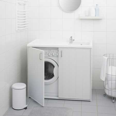 Mobile Coprilavatrice e Lavatoio in Pvc Reversibile Bianco 109x60xh92 Cm Negrari
