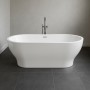 Vasca Da Bagno Ovale Freestanding Bianco Lucido Acrilico Centro Stanza