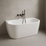 Vasca Da Bagno Filo Parete Semicircolare Acrilico Bianco Lucido 150 x 80 x 58 cm