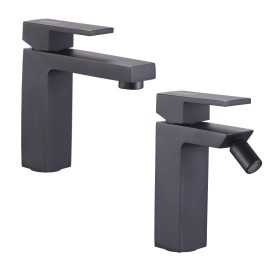 Ogomondo Coppia Rubinetti Miscelatori per Lavabo Bidet Purple Colore Nero Black