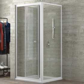 Cabina Doccia 2 Lati con Porta a Soffietto Cristallo Trasparente 100x80 cm