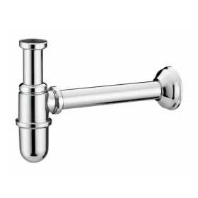Sifone Tubo di Scarico in Ottone Cromato a Bottigli per Lavabo Lavandino Bagno da 1”